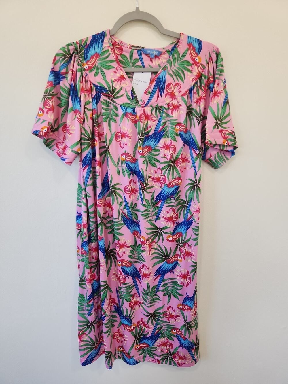 Dreamcrest Women's Silky Soft Nightgown - 100% Polyester Pink Floral Hawaiian S